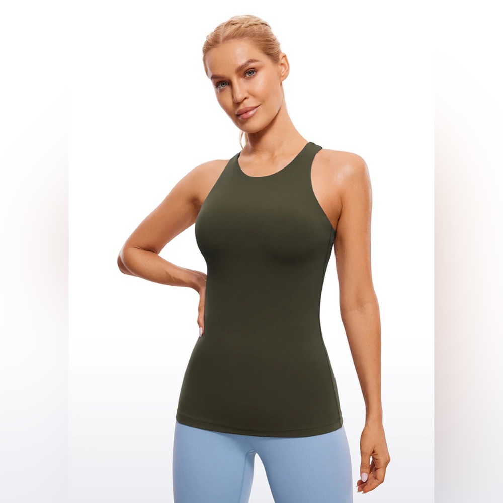 Butterluxe Hip Length Built-in Bra Tanks High Neck